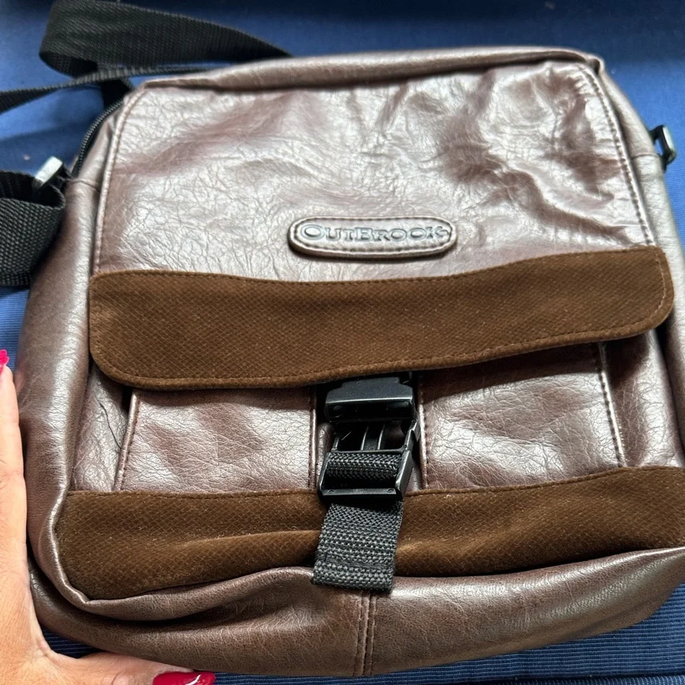 Outbrooks Dark Brown Leather Messenger Bag for Men